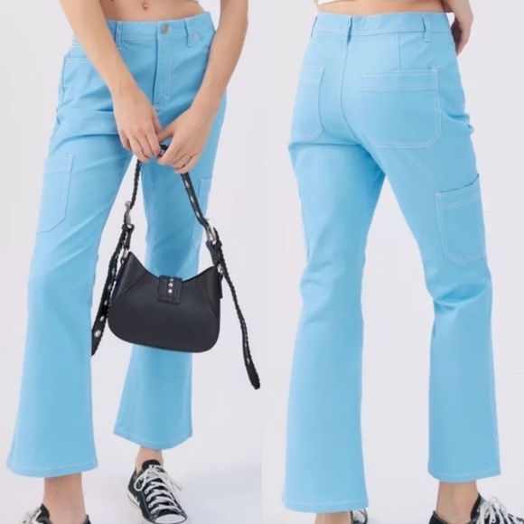 BDG Pants - BDG Urban Outfitters Flared Leg Cargo Pants Women's 6 Blue Stretch Ankle Grunge